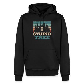 Stupid Tree Treejection Funny Disc Golf Tosser - Men’s Premium Organic Hoodie - black - Front - Nico (187cm)