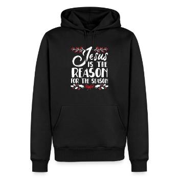Jesus ist der Grund für die Weihnachtszeit - Männer Premium Bio Hoodie - Schwarz - Vorne - Nico (187cm)