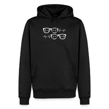 Eyeglass Heartbeat Optician Eye Ophthalmology - Men’s Premium Organic Hoodie - black - Front - Nico (187cm)