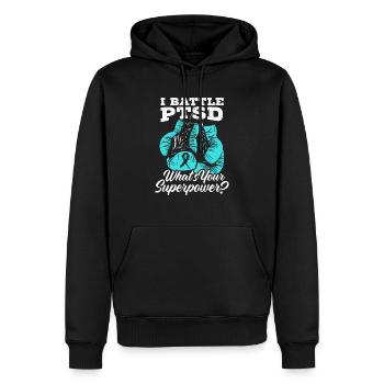 Je lutte contre le SSPT Licorne Stress post-traumatique SSPT - Sweat à capuche Premium bio Homme - noir - Devant - Nico (187cm)