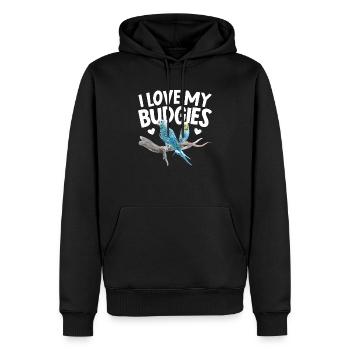 Ich liebe meine Wellensittiche Vogelbeobachtung Wellensittich Vogelbeobachtung - Männer Premium Bio Hoodie - Schwarz - Vorne - Nico (187cm)