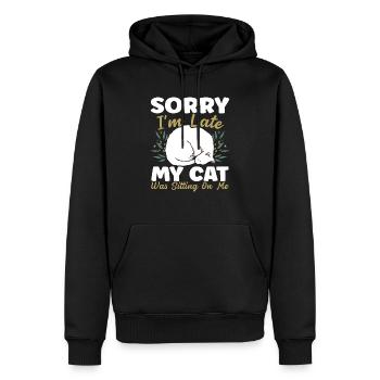 Désolé je suis en retard mon chat était assis sur moi chat drôle - Sweat à capuche Premium bio Homme - noir - Devant - Nico (187cm)