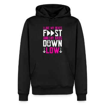 J’aime mes beats Fast Techno Music Raver - Sweat à capuche Premium bio Homme - noir - Devant - Nico (187cm)