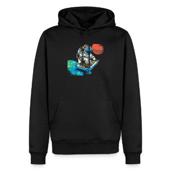 Techno Astronaute Musique Raver - Sweat à capuche Premium bio Homme - noir - Devant - Nico (187cm)