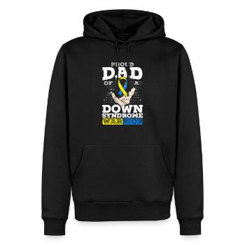 Stolzer Vater eines Down-Syndrom-Kriegers Trisomie 21 - Männer Premium Bio Hoodie - Schwarz - Vorne - Nico (187cm)