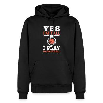Oui je suis grand Oui je joue au basket-ball Hoop Junkie - Sweat à capuche Premium bio Homme - noir - Devant - Nico (187cm)