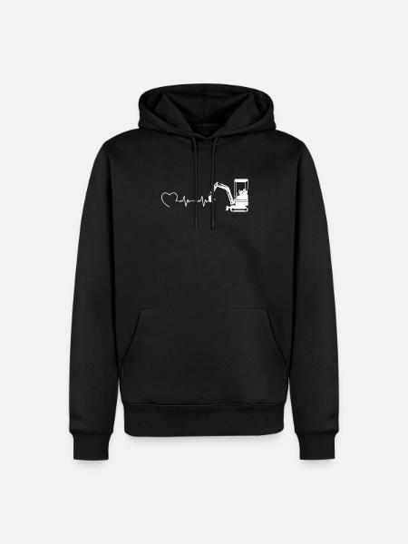 Bagger Heartbeat BaufahrzeugBagger - Männer Premium Bio Hoodie - Schwarz