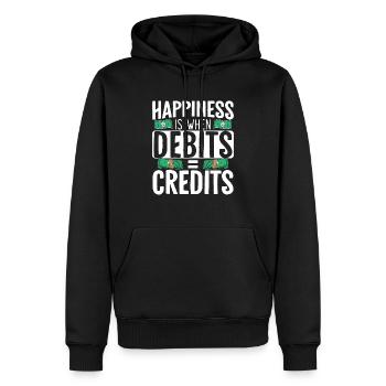 Happiness Is When Debits Is Equal To Credits - Men’s Premium Organic Hoodie - black - Front - Nico (187cm)