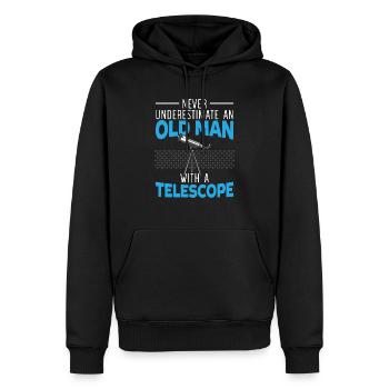 Ein alter Mann mit einem Teleskop Astronomie Astronom - Männer Premium Bio Hoodie - Schwarz - Vorne - Nico (187cm)