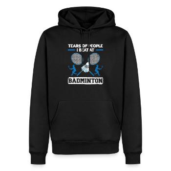 Larmes des gens que j’ai battus en badminton entraîneur de joueurs - Sweat à capuche Premium bio Homme - noir - Devant - Nico (187cm)
