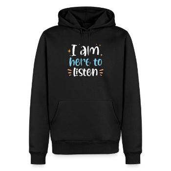Je suis ici pour écouter la sensibilisation à la santé mentale - Sweat à capuche Premium bio Homme - noir - Devant - Nico (187cm)