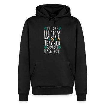 Je suis un enseignant chanceux éducateur de la Saint-Patrick - Sweat à capuche Premium bio Homme - noir - Devant - Nico (187cm)