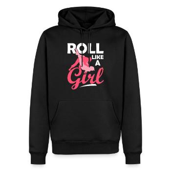 Roll Like A Girl Jiu Jitsu BJJ MMA Jujitsu - Männer Premium Bio Hoodie - Schwarz - Vorne - Nico (187cm)