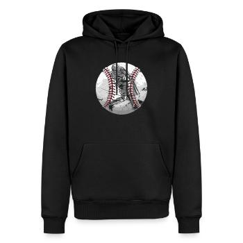 Baseballspieler Trainer Schläger und Ball Pitcher Catcher - Männer Premium Bio Hoodie - Schwarz - Vorne - Nico (187cm)
