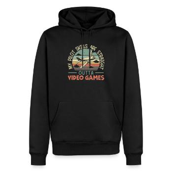 Meine Pilotenfähigkeiten sind Straight Outta Videospiele - Männer Premium Bio Hoodie - Schwarz - Vorne - Nico (187cm)