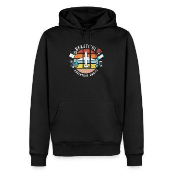 Belle aventure attend voyage Voyageur Escapade - Sweat à capuche Premium bio Homme - noir - Devant - Nico (187cm)