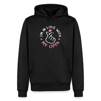 En amour avec ma musique pop coréenne Oppa K-Pop - Sweat à capuche Premium bio Homme - noir - Devant - Nico (187cm)
