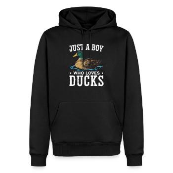 Juste un garçon qui aime les canards Duckling Duck Lover - Sweat à capuche Premium bio Homme - noir - Devant - Nico (187cm)