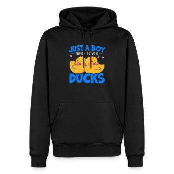 Juste un garçon qui aime les canards Duckling Duck Lover - Sweat à capuche Premium bio Homme - noir - Devant - Nico (187cm)
