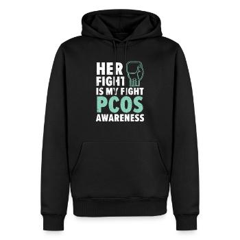 Son combat est mon combat Syndrome des ovaires polykystiques - Sweat à capuche Premium bio Homme - noir - Devant - Nico (187cm)