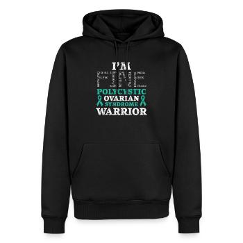 Ich bin fein Polyzystisches Ovarialsyndrom Krieger PCOS - Männer Premium Bio Hoodie - Schwarz - Vorne - Nico (187cm)