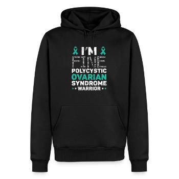 Ich bin fein Polyzystisches Ovarialsyndrom Krieger PCOS - Männer Premium Bio Hoodie - Schwarz - Vorne - Nico (187cm)