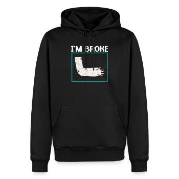 Ich bin pleite gebrochene Handverletzung Genesung Reha - Männer Premium Bio Hoodie - Schwarz - Vorne - Nico (187cm)