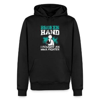Main cassée J’ai combattu une rééducation de blessure de combattant de MMA - Sweat à capuche Premium bio Homme - noir - Devant - Nico (187cm)