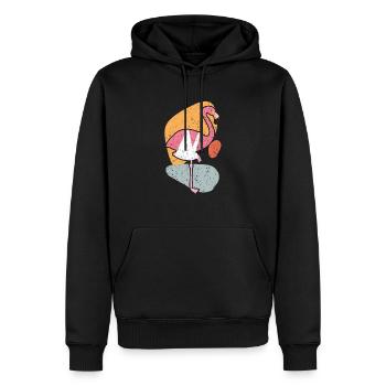 Blessé Flamant Rose Jambe Cassée Blessure Récupération - Sweat à capuche Premium bio Homme - noir - Devant - Nico (187cm)