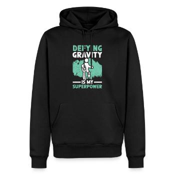 Défier la gravité est ma blessure à la jambe cassée super-pouvoir - Sweat à capuche Premium bio Homme - noir - Devant - Nico (187cm)