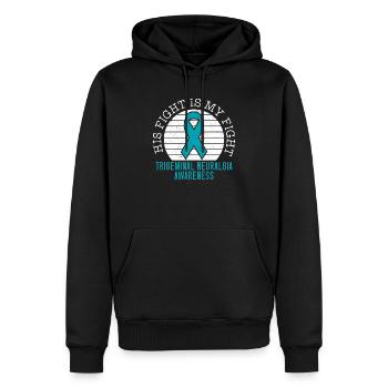 Son combat est mon combat De névralgie du trijumeau - Sweat à capuche Premium bio Homme - noir - Devant - Nico (187cm)