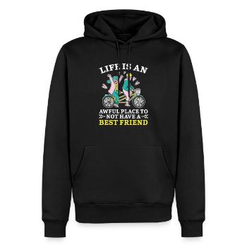 Das Leben ist ein schrecklicher Ort, um keinen besten Freund zu haben - Männer Premium Bio Hoodie - Schwarz - Vorne - Nico (187cm)