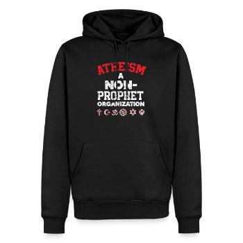 Athéisme Une organisation non-prophète athée - Sweat à capuche Premium bio Homme - noir - Devant - Nico (187cm)
