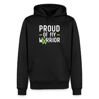Fier de mon lymphome non hodgkinien guerrier - Sweat à capuche Premium bio Homme - noir - Devant - Nico (187cm)