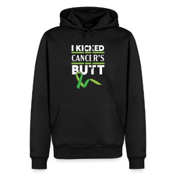 Je donne un coup de pied aux fesses d’un survivant du lymphome non hodgkinien - Sweat à capuche Premium bio Homme - noir - Devant - Nico (187cm)