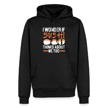 Wenn Sushi an mich denkt, auch japanisches Gericht Essen - Männer Premium Bio Hoodie - Schwarz - Vorne - Nico (187cm)