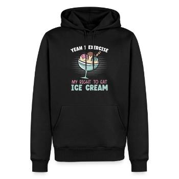 Ja, ich übe mein Recht aus, Eisbecher zu essen - Männer Premium Bio Hoodie - Schwarz - Vorne - Nico (187cm)