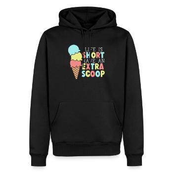 Life Is Short Have An Extra Scoop Ice Cream Gelato - Männer Premium Bio Hoodie - Schwarz - Vorne - Nico (187cm)