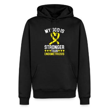 Mein Gott ist stärker als das Bewusstsein für Endometriose - Männer Premium Bio Hoodie - Schwarz - Vorne - Nico (187cm)