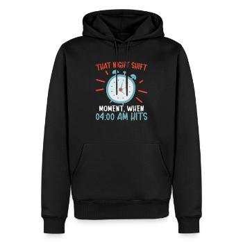 Cet employé de quart de nuit - Sweat à capuche Premium bio Homme - noir - Devant - Nico (187cm)