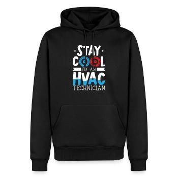 Restez au frais Je suis un technicien CVC Réparation de climatisation - Sweat à capuche Premium bio Homme - noir - Devant - Nico (187cm)