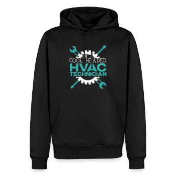 Je suis un technicien CVC à tête froide Réparation de climatisation - Sweat à capuche Premium bio Homme - noir - Devant - Nico (187cm)