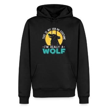 Das ist mein menschliches Kostüm Ich bin wirklich ein Wolfsliebhaber - Männer Premium Bio Hoodie - Schwarz - Vorne - Nico (187cm)