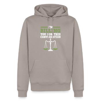 Je vous facture pour cet avocat de conversation - Sweat à capuche Premium bio Homme - taupe - Devant - Nico (187cm)