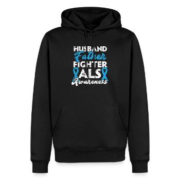 Ehemann Vater Kämpfer ALS Bewusstsein Bester Vater aller Zeiten - Männer Premium Bio Hoodie - Schwarz - Vorne - Nico (187cm)