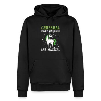 Cerebral Palsy Warriors Are Magical Unicorn Lover - Men’s Premium Organic Hoodie - black - Front - Nico (187cm)