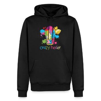 Crazy Heifer Cow Whisperer Cow Farming Farm - Men’s Premium Organic Hoodie - black - Front - Nico (187cm)