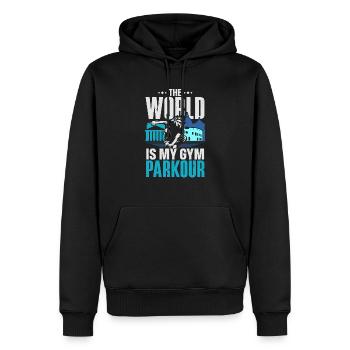 Le monde est mon gym Parkour Extreme Sport Traceur - Sweat à capuche Premium bio Homme - noir - Devant - Nico (187cm)