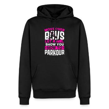 Move Over Boys Let A Girl Show You How To Parkour - Men’s Premium Organic Hoodie - black - Front - Nico (187cm)