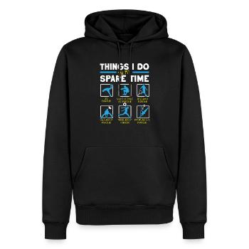 Ce que je fais dans mon temps libre Parkour Traceur - Sweat à capuche Premium bio Homme - noir - Devant - Nico (187cm)